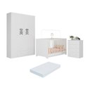 Ver imagem 1 de Quarto de Bebê Completo com Berço Americano 3 em 1 Colchão Teddy Multimóveis Mp4664 Branco