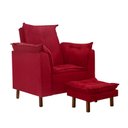 Ver imagem 1 de Poltrona Trono Cadeira do Papai Noel Natal Shopping Final de Ano com Puff Vermelho