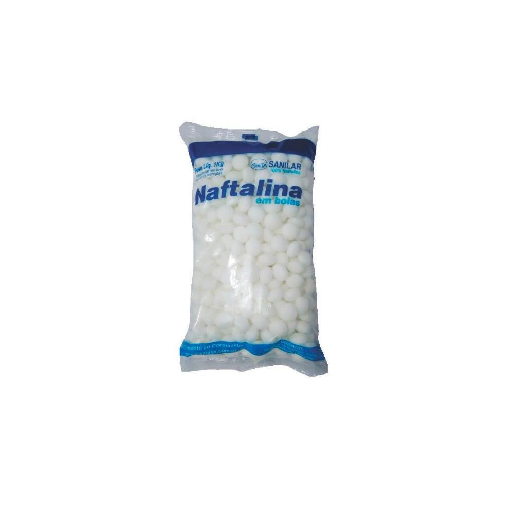Kit 2 Naftalina em Bolas Branca Embalagem 1Kg - Sanilar