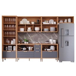 Cozinha Modulada Eloise 6 Peças com Cristaleira Freijó/titânio - Mgm - 3