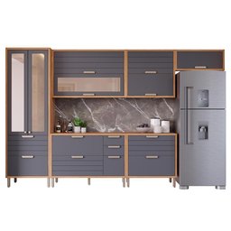 Cozinha Modulada Eloise 6 Peças com Cristaleira Freijó/titânio - Mgm - 1