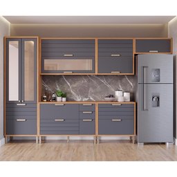 Cozinha Modulada Eloise 6 Peças com Cristaleira Freijó/titânio - Mgm - 2