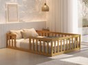 Ver imagem 1 de Cama Montessoriana Casal com Grade de Proteção Premium Cercado Quarto Moderno Luxo Cor Nature