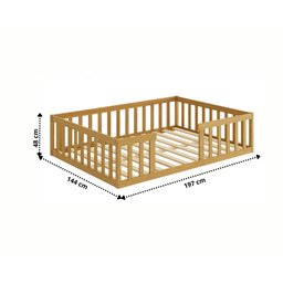 Cama Montessoriana Casal com Grade de Proteção Premium Cercado Quarto Moderno Luxo Cor Nature - 3
