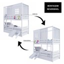 Ver imagem 6 de Treliche Casinha Reta com Grade Removível Escorregador e Cortina Madeira Maciça Branco Housin