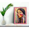 Quadro Decorativo Índia Nativa + Vidro 33x25 Escritório Sala:rosa - 1
