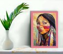 Ver imagem 1 de Quadro Decorativo Índia Nativa + Vidro 33x25 Escritório Sala:rosa