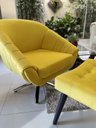 Ver imagem 3 de Kit Duas Poltrona Giovana Base Giratória Cromado em Sued Premium:amarelo