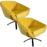 Kit Duas Poltrona Giovana Base Giratória Cromado em Sued Premium:amarelo - 1