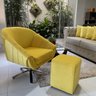 Kit Duas Poltrona Giovana Base Giratória Cromado em Sued Premium:amarelo - 4