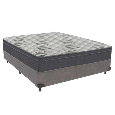 Cama Box Viúvo Cinza e Colchão Airtech 100 D33 Ortobom
