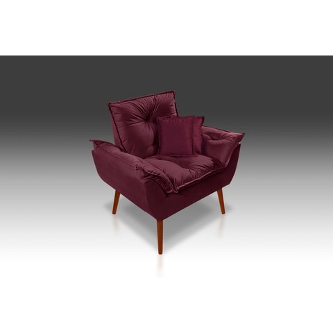 Poltrona Opala+ 2 Almofadas Suede Bordo- Modena Decor