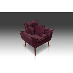 Poltrona Opala+ 2 Almofadas Suede Bordo- Modena Decor - 1