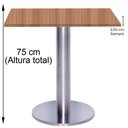 Ver imagem 5 de Mesa Beta Big Inox 75 Cm (alt) Disco Redondo Tampo Mdp Quadrado 80 Cm (larg) X 2,50 Cm (alt) Noce