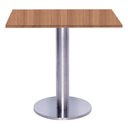 Ver imagem 1 de Mesa Beta Big Inox 75 Cm (alt) Disco Redondo Tampo Mdp Quadrado 80 Cm (larg) X 2,50 Cm (alt) Noce