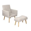 Ver imagem 2 de Poltrona Decorativa Nina e Banqueta Josi Suede Bege Claro - MV Estofados Shop