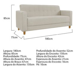 Kit Sofá 180cm e Poltrona em Linho Dallas - 5