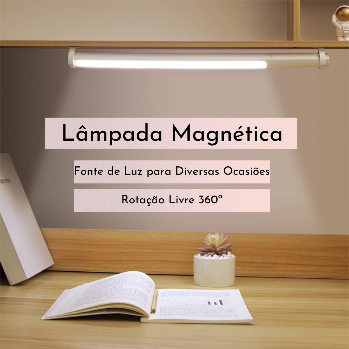 3 Lâmpadas Barra Tubular 4,5W Led Rotativa USB 49,5 Cm Suporte Magnético Com 3 temperaturas De Cor E - 4