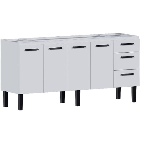 Gabinete Aço Atena 1,74 Metros Branco para Pia 1,80 Metros - P103617 - Cozimax Gabinete Aço Atena 1,
