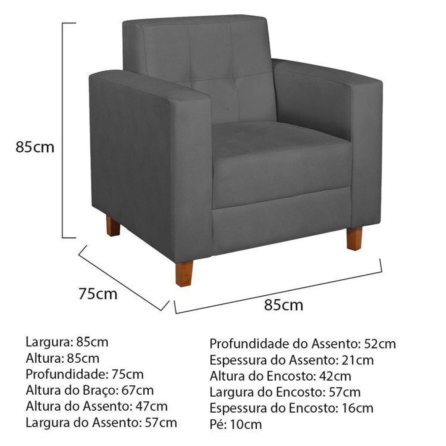 Kit Sofá 180cm e Poltrona em Linho Dallas - 6