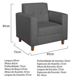Kit Sofá 180cm e Poltrona em Linho Dallas - 6