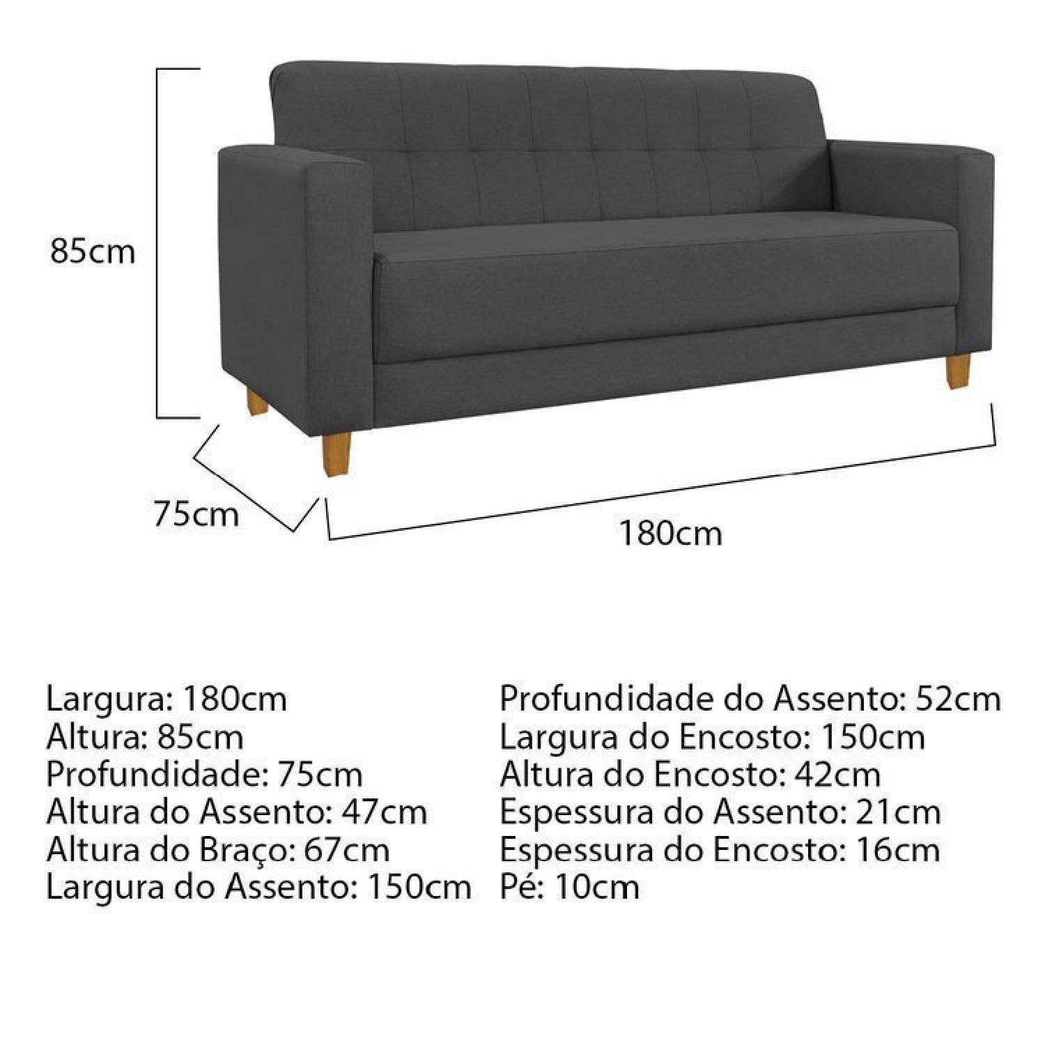 Kit Sofá 180cm e Poltrona em Linho Dallas - 5