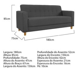 Kit Sofá 180cm e Poltrona em Linho Dallas - 5