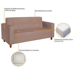 Kit Sofá 180cm e Poltrona em Linho Dallas - 10