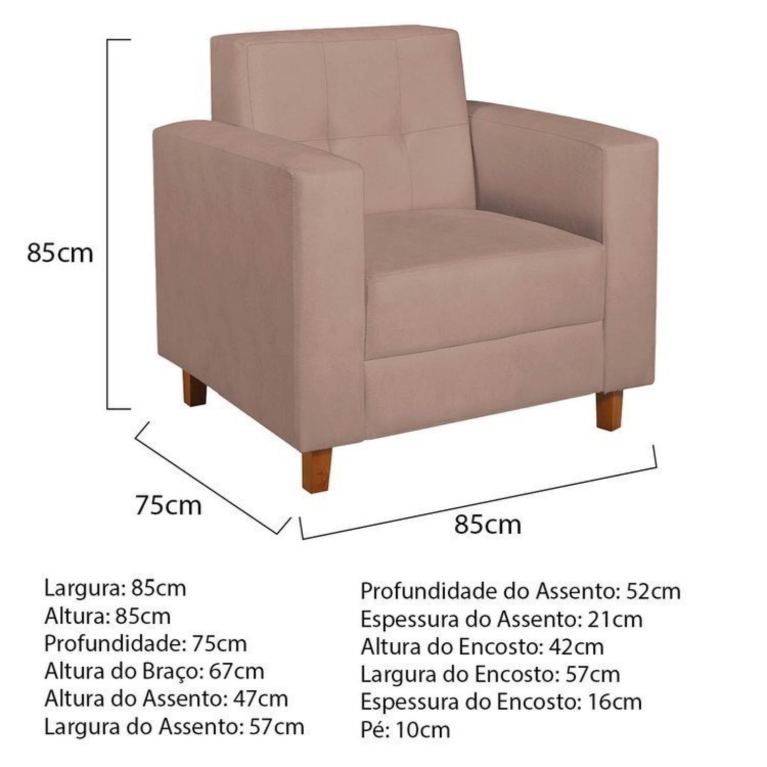 Kit Sofá 180cm e Poltrona em Linho Dallas - 6