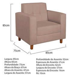 Kit Sofá 180cm e Poltrona em Linho Dallas - 6