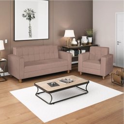 Kit Sofá 180cm e Poltrona em Linho Dallas - 1