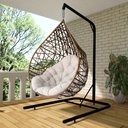 Ver imagem 1 de Cadeira Balanço Ninho Suspenso Gota Tramado com Suporte e Almofada Impermeável