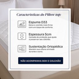 Pillow Top Solteiro Espuma D33 Hipoalergênico 88x188x5cm Bf Colchões - 2