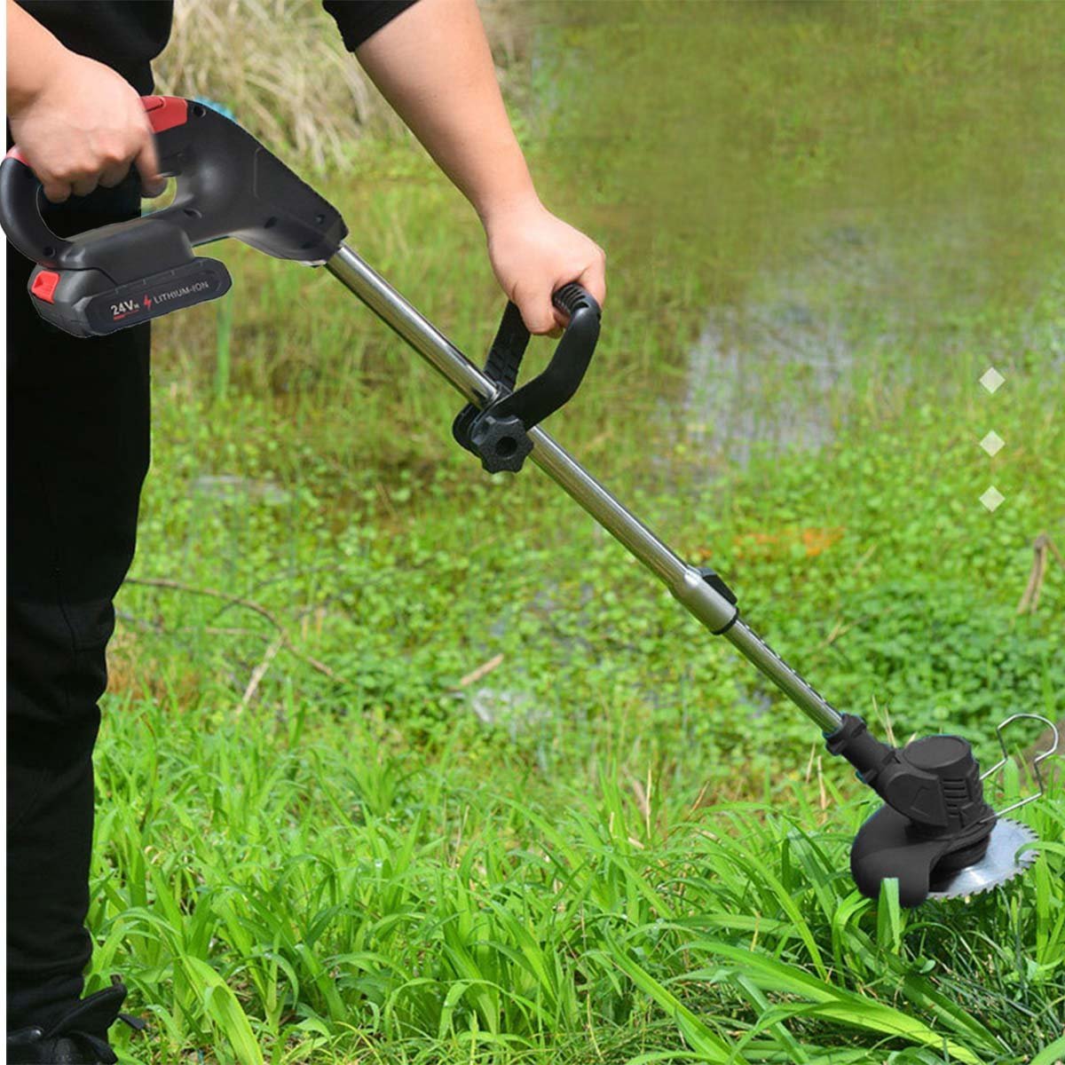 Cortador Aparador de Grama Planta Gramado Portatil Sem Fio Quintal Jardim Erva Daninha Galho Limpeza - 3