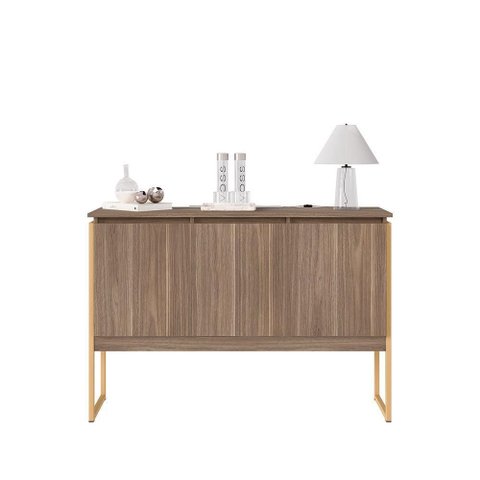 Buffet Affara 3 Portas 3 Compartimentos MDP 120cm Marrom Dourado Casah