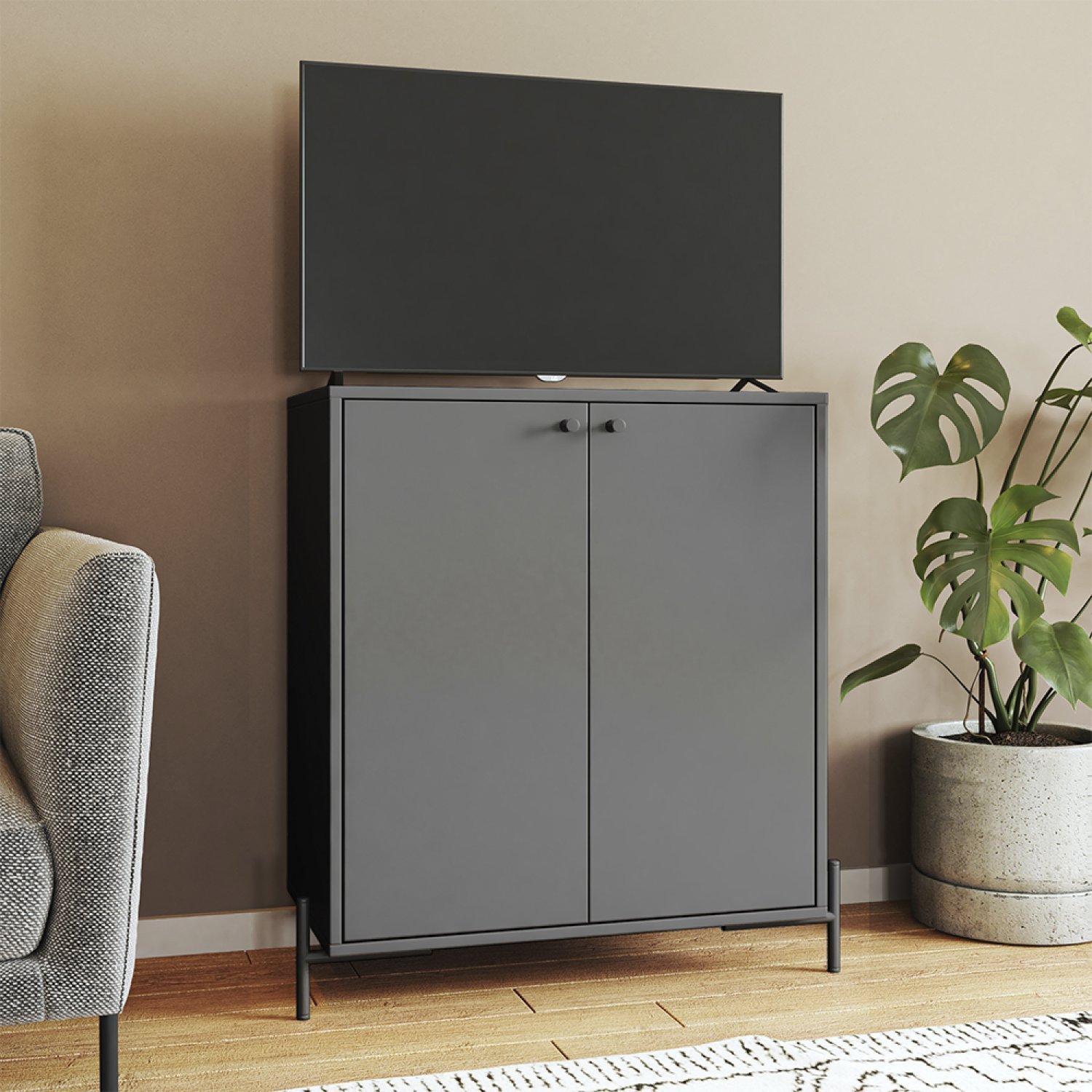 Rack para TVs até 24 Polegadas em MDP 2 Portas 2 Prateleiras - 1