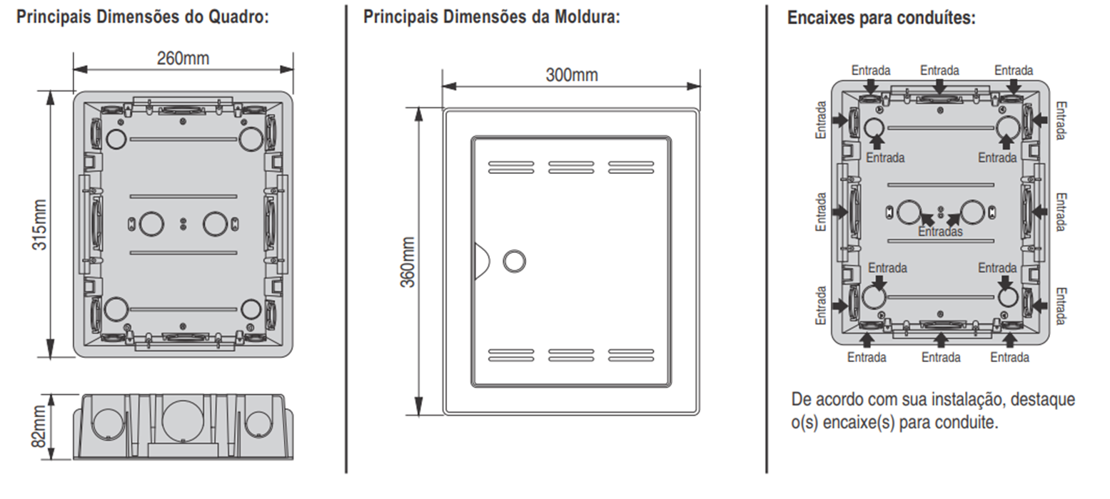 Quadro Sistema Vdi 31x26cm de Embutir Fame Porta Reversível - 3