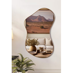 Espelho Decorativo Orgânico 11 com Moldura Lâmina de Madeira - 1