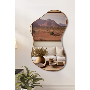 Espelho Decorativo Orgânico 11 com Moldura Lâmina de Madeira