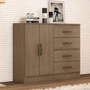 Ver imagem 1 de Cômoda Aurélia 4 Gavetas MDP Carvalho Oak Leão Móveis 107.5cm