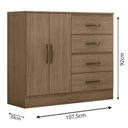 Ver imagem 4 de Cômoda Aurélia 4 Gavetas MDP Carvalho Oak Leão Móveis 107.5cm