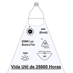 Lâmpada Pro Led Alta Potência 40w Blumenau Bivolt Luz Branca 6500k - 4