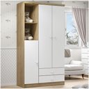Ver imagem 1 de Guarda Roupa Infantil 03 Portas 02 Gavetas Pique Esconde Henn Rústico Branco