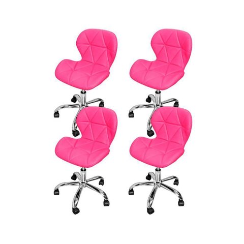 Kit 4 Cadeiras Escritório Office Eiffel Slim Giratória Base Aço Cromado Revestimento Couro Sinté