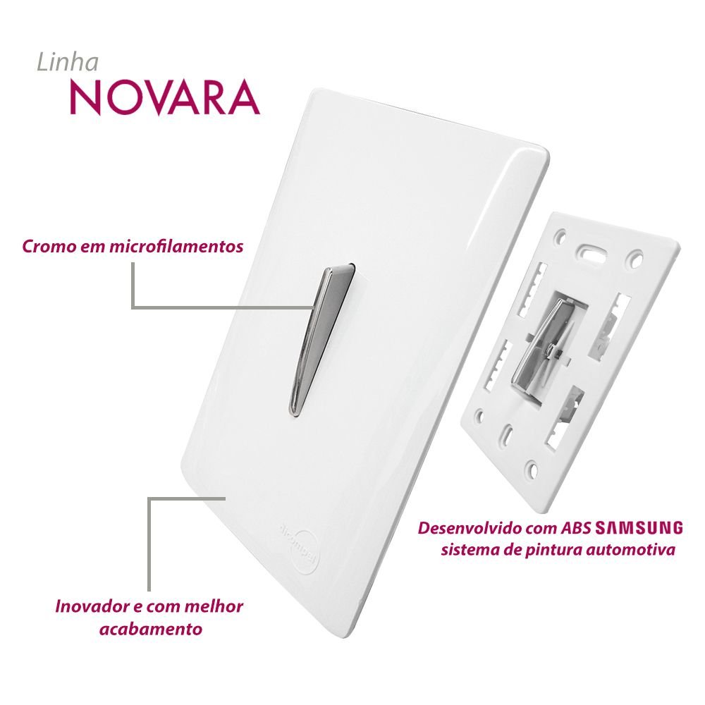 Placa 4x4 para 5 Interruptor + 1 Tomada Branco - Novara - 4