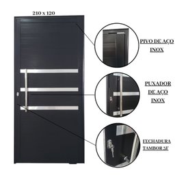 Porta Pivotante de Alumínio 210 x 120cm com Friso Veneza Esquadrias Bergamo - 4