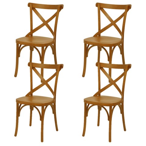 Kit 4 Cadeira De Jantar Katrina X Espanha Madeira Maciça Assento Anatômico - Mel