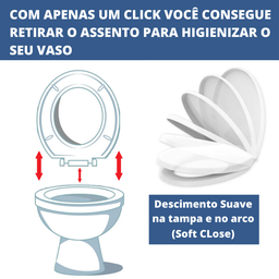 Tampa de Vaso Sanitário Assento Soft Close para Bacia Ravena Deca 1.6gpf 6.0lpf Retira Fácil - 5