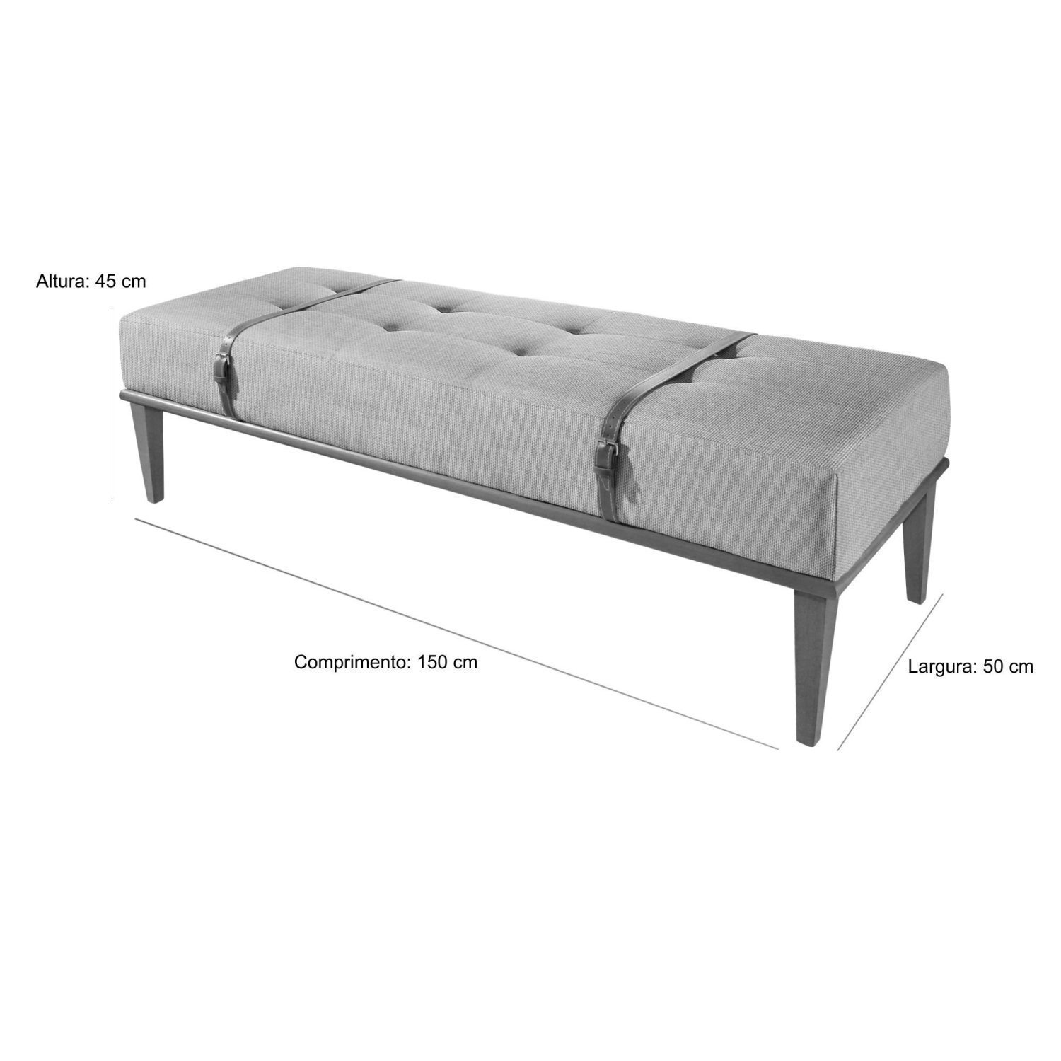 Recamier em Linho 150cm com Cinto em Couro Yarin - 3