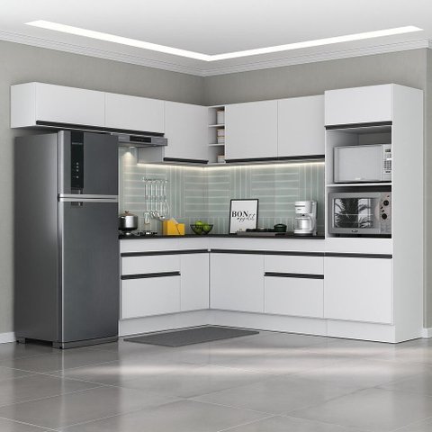 Armário De Cozinha Completa De Canto Branco/preto